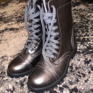Silver combat boots